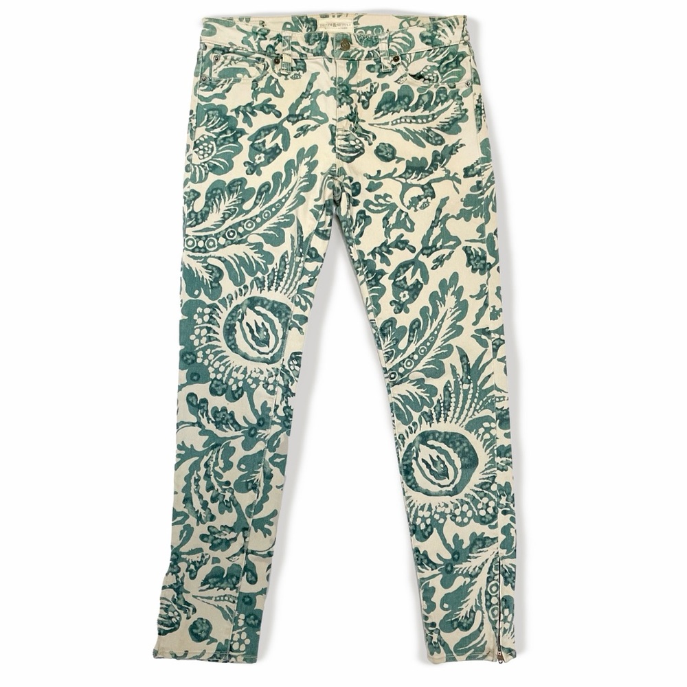 Ralph Lauren Denim & Supply Jeans / Indigo Floral / Ankle Zip / Sz 29